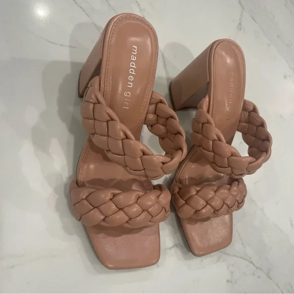 Madden Girl tan braided strappy block heels - Picture 3 of 16